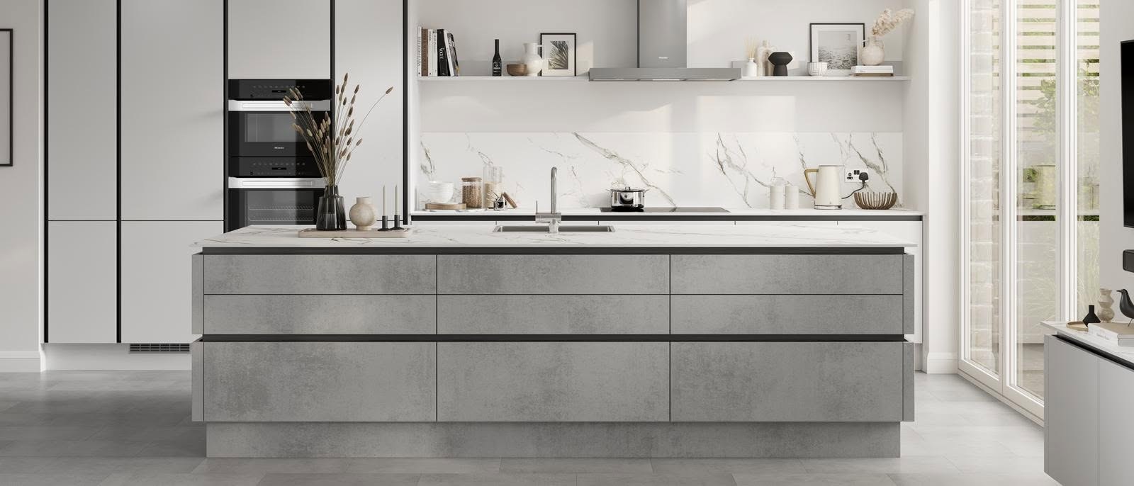 Recent fitted kitchen with handleless cabinetry